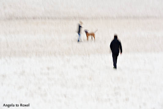 Fotografie: Me and you - Dog on the beach, zwei mit Hund am Strand, Langzeitbelichtung, Wischtechnik - Kunstfotografie | A. to Roxel