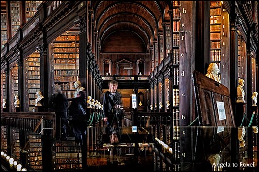 Fotograf im Long Room der Trinity College Library, Langzeitbelichtung, Composing