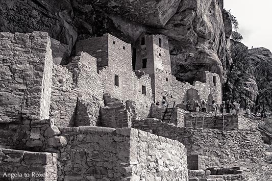 Fotografie: Mesa Verde National Park, Cliff Place, Siedlung der Anasazi in den Felsen auf dem Tafelberg Mesa Verde, monochrom, Nähe Durango - Colorado